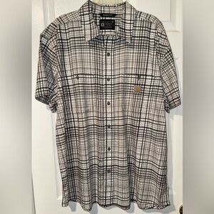Carhartt Gray Plaid Button Down Shirt Men’s XL